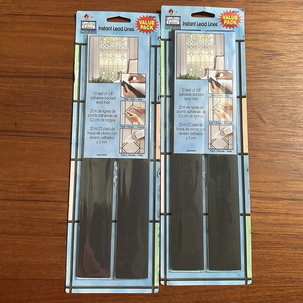 2 New Packages Gallery Glass Instant Lead Lines 72 ft 1/8 Thick, 16690 Black